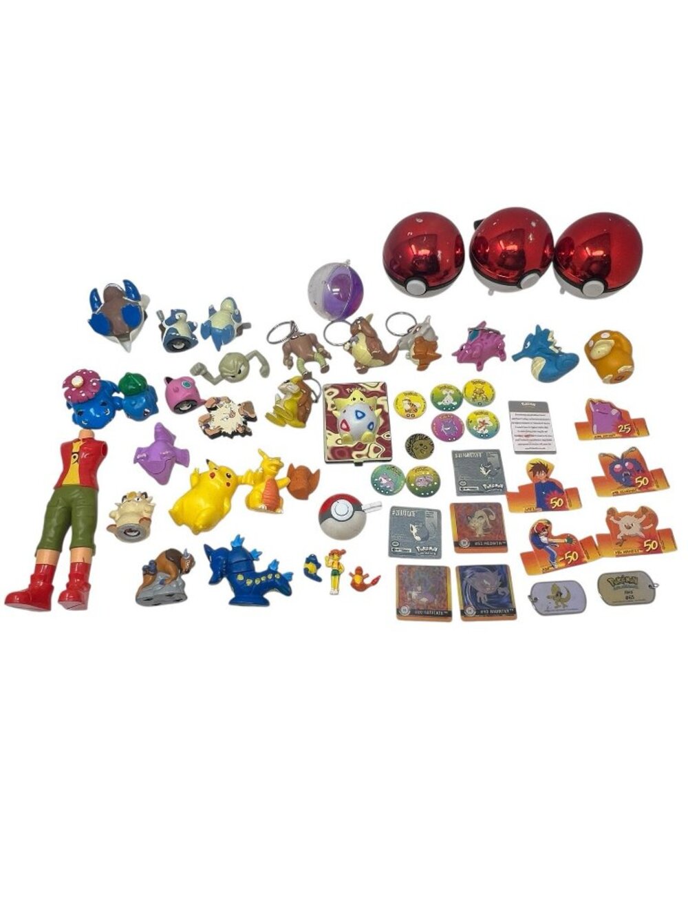 Pokemon Vintage Y2K Toy Lot Mini Figures Bootleg Pogs Keychains Burger King 90's